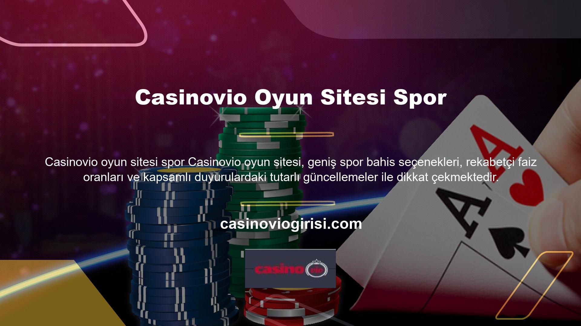 Bahis yapmaktan hoşlanan casino severler, özellikle casino oyunları oynarken Casinovio bahis sitesinde büyük zaman geçirebilir ve önemli karlar elde edebilirler